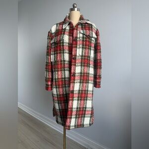 NWT AllSaints Nia Wool Blend Check Coat size 10